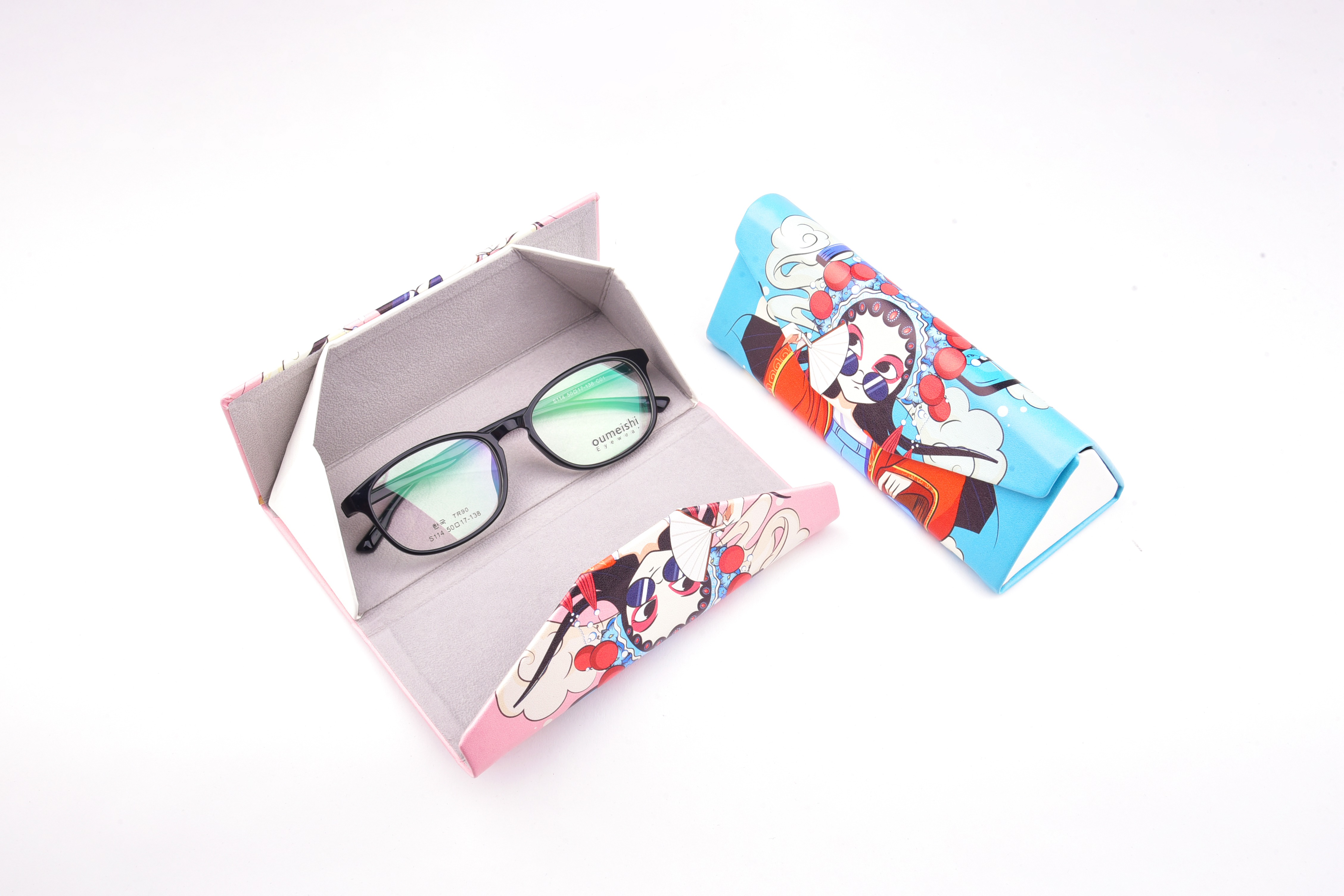 Bolsa para óculos de sol dobrável triangular estojo de metal para óculos
